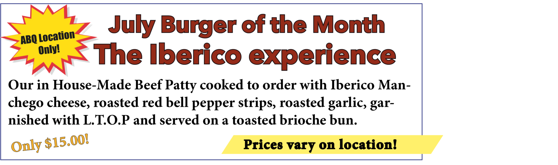 Burger of the Month Albuquerque